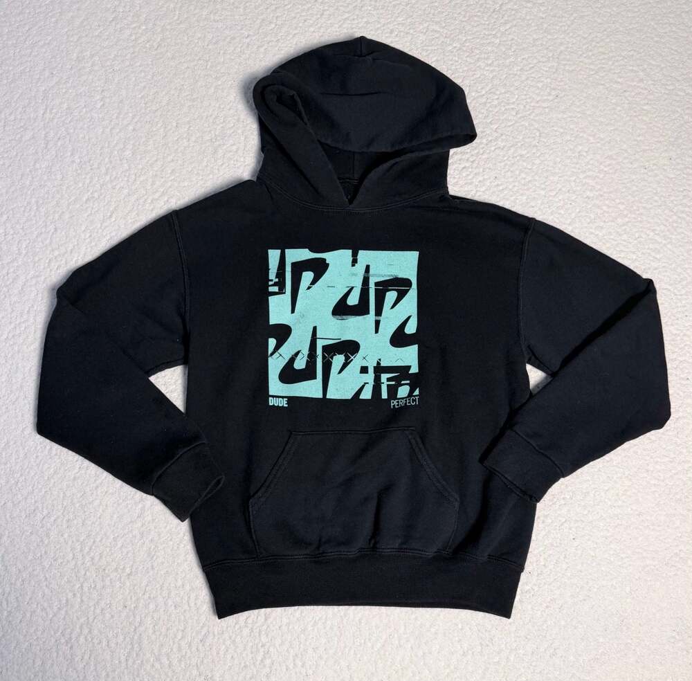 Dude Perfect Youth Black Pullover Hoodie with Graphic Logo